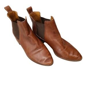 LUCKY BRAND Lufti Chelsea Boot Womens 8M Cognac Leather Upper Block Heel